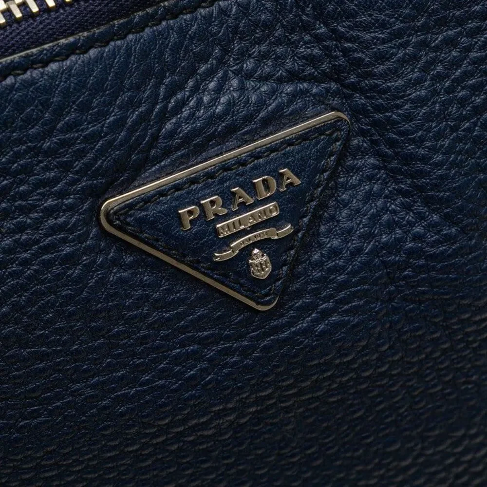 Prada Triangle Logo Plate Leather Handbag - Picture 10 of 10